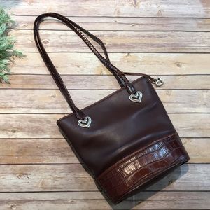 Brighton Brown Leather and Croc Shoulder Bag